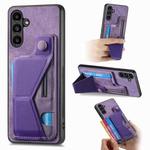 For Samsung Galaxy A34 5G II K-shaped Slide Holder Card Slot Phone Case(Purple)