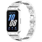 For Samsung Galaxy Fit 3 X Shaped Dual Row Diamond Metal Frame Watch Band(Silver)