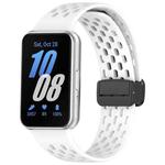 For Samsung Galaxy Fit 3 Hole Style Magnetic Folding Buckle Silicone Watch Band(White)