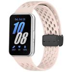 For Samsung Galaxy Fit 3 Hole Style Magnetic Folding Buckle Silicone Watch Band(Pink)