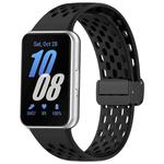 For Samsung Galaxy Fit 3 Hole Style Magnetic Folding Buckle Silicone Watch Band(Black)