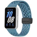 For Samsung Galaxy Fit 3 Hole Style Magnetic Folding Buckle Silicone Watch Band(Blue)