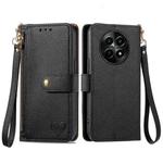 For Realme 12 Love Zipper Lanyard Leather Phone Case(Black)