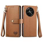 For Realme 12 Love Zipper Lanyard Leather Phone Case(Brown)