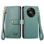 For Realme 12 Love Zipper Lanyard Leather Phone Case(Green)