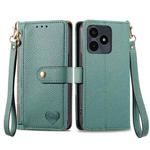 For Realme Note 50 Love Zipper Lanyard Leather Phone Case(Green)