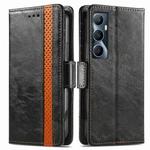 For Realme C65 CaseNeo Splicing Dual Magnetic Buckle Leather Phone Case(Black)