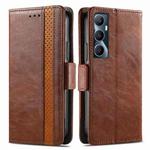 For Realme C65 CaseNeo Splicing Dual Magnetic Buckle Leather Phone Case(Brown)