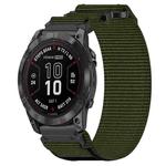 For Garmin Fenix 7X Pro 51mm 26mm Nylon Hook And Loop Fastener Watch Band(Army Green)