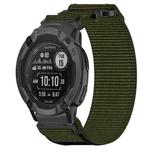 For Garmin Instinct 2X Solar 26mm Nylon Hook And Loop Fastener Watch Band(Army Green)