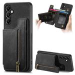 For Samsung Galaxy S23 FE 5G Retro Leather Zipper Wallet Back Phone Case(Black)