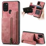 For Samsung Galaxy A31 Retro Leather Zipper Wallet Back Phone Case(Pink)