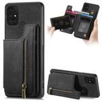 For Samsung Galaxy A51 Retro Leather Zipper Wallet Back Phone Case(Black)