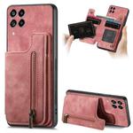 For Samsung Galaxy A12 5G Retro Leather Zipper Wallet Back Phone Case(Pink)