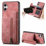 For Samsung Galaxy A04 4G Retro Leather Zipper Wallet Back Phone Case(Pink)