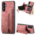 For Samsung Galaxy A25 5G Retro Leather Zipper Wallet Back Phone Case(Pink)