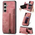 For Samsung Galaxy A36 Retro Leather Zipper Wallet Back Phone Case(Pink)