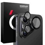 For Huawei Pura 70 NORTHJO Camera Lens CD Vein Metal Ring Tempered Glass Film(Black)