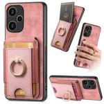 For Xiaomi Redmi Note 13 Pro+ Retro Splitable Magnetic Stand Card Bag Leather Phone Case(Pink)