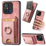 For Xiaomi Redmi 12C Retro Splitable Magnetic Stand Card Bag Leather Phone Case(Pink)