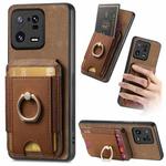 For Xiaomi 13 Pro 5G Retro Splitable Magnetic Stand Card Bag Leather Phone Case(Brown)