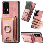 For Xiaomi 12T Retro Splitable Magnetic Stand Card Bag Leather Phone Case(Pink)