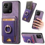 For Xiaomi Redmi 10C Retro Splitable Magnetic Stand Card Bag Leather Phone Case(Purple)