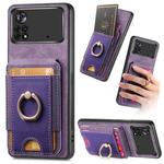 For Xiaomi Poco X4 Pro 5G Retro Splitable Magnetic Stand Card Bag Leather Phone Case(Purple)