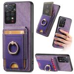 For Xiaomi Redmi Note 11S Retro Splitable Magnetic Stand Card Bag Leather Phone Case(Purple)