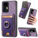 For Xiaomi 12 Retro Splitable Magnetic Stand Card Bag Leather Phone Case(Purple)