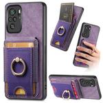 For Xiaomi Redmi Note 10 4G Retro Splitable Magnetic Stand Card Bag Leather Phone Case(Purple)