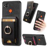 For Xiaomi Redmi 9C Retro Splitable Magnetic Stand Card Bag Leather Phone Case(Black)