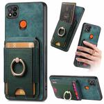 For Xiaomi Redmi 9C Retro Splitable Magnetic Stand Card Bag Leather Phone Case(Green)