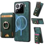 For Xiaomi 15 Pro Retro Splitable Magnetic Stand Card Bag Leather Phone Case(Green)