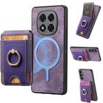 For Redmi Note 14 Pro 5G Retro Splitable Magnetic Stand Card Bag Leather Phone Case(Purple)