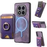 For Redmi Note 14 Pro+ 5G Retro Splitable Magnetic Stand Card Bag Leather Phone Case(Purple)