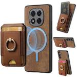 For Redmi Note 14 Pro+ 5G Retro Splitable Magnetic Stand Card Bag Leather Phone Case(Brown)