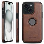 For iPhone 15 Suteni G1 Magsafe Leather Back Phone Case(Brown)