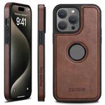 For iPhone 15 Pro Suteni G1 Magsafe Leather Back Phone Case(Brown)