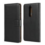 Leather Horizontal Flip Holster for Nokia 5.1 , with Magnetic Clasp and Bracket and Card Slot and Wallet(Black)