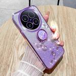 For vivo X100 Ultra Gradient Glitter Immortal Flower Ring All-inclusive Phone Case(Purple)