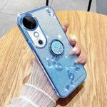 For vivo S19 Gradient Glitter Immortal Flower Ring All-inclusive Phone Case(Bule)