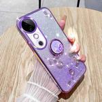 For vivo S19 Gradient Glitter Immortal Flower Ring All-inclusive Phone Case(Purple)