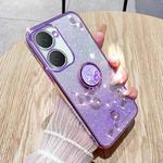 For vivo Y03 4G Global Gradient Glitter Immortal Flower Ring All-inclusive Phone Case(Purple)