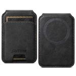 Suteni S2 Phone Magnetic Card Case Card Sleeve MagSafe Magnetic Coil PU Leather(Black)