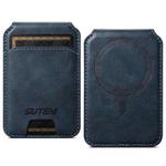 Suteni S2 Phone Magnetic Card Case Card Sleeve MagSafe Magnetic Coil PU Leather(Blue)