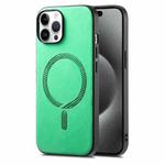For iPhone 15 Pro Solid Color Retro Magsafe PU Back Cover Phone Case(Green)