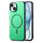 For iPhone 15 Plus Solid Color Retro Magsafe PU Back Cover Phone Case(Green)