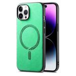 For iPhone 14 Pro Solid Color Retro Magsafe PU Back Cover Phone Case(Green)