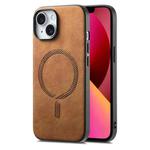 For iPhone 13 Solid Color Retro Magsafe PU Back Cover Phone Case(Brown)